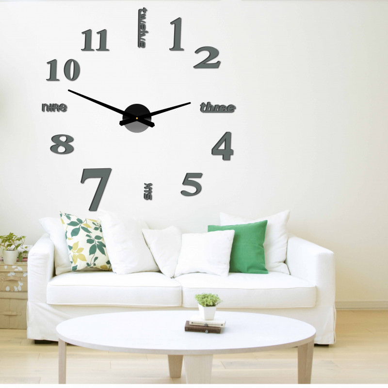 Modern wall clock seven 2D plexiglass MIRROR