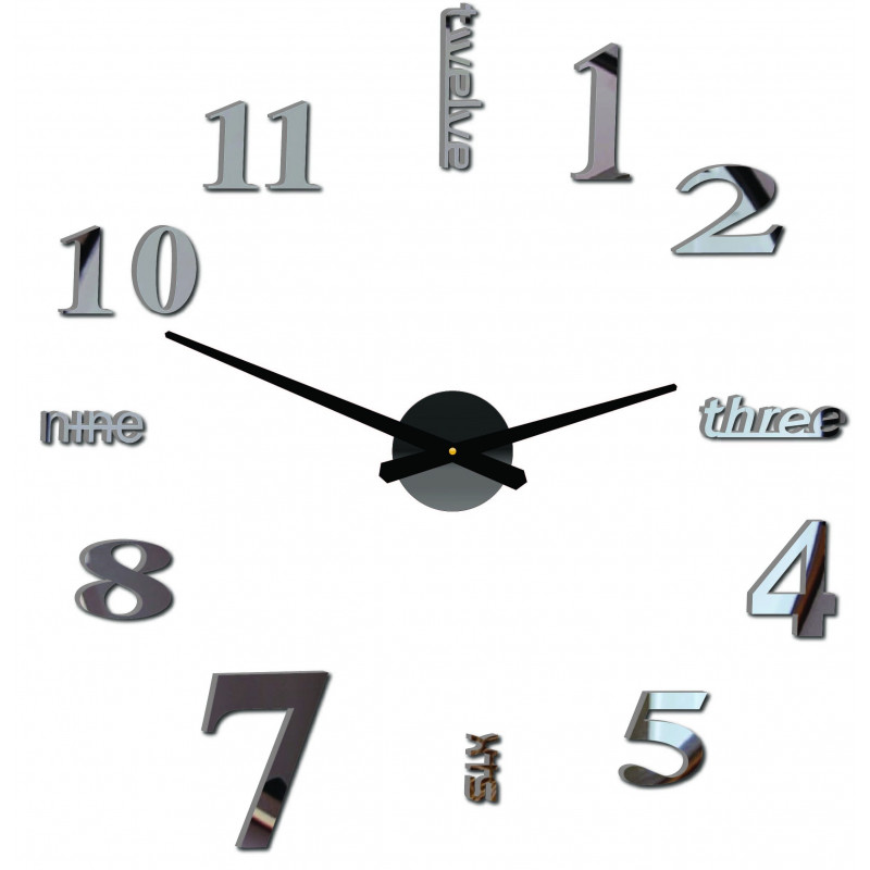 Modern wall clock seven 2D plexiglass MIRROR