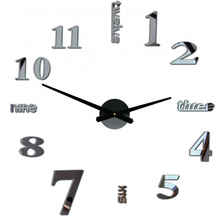 Modern wall clock seven 2D plexiglass MIRROR