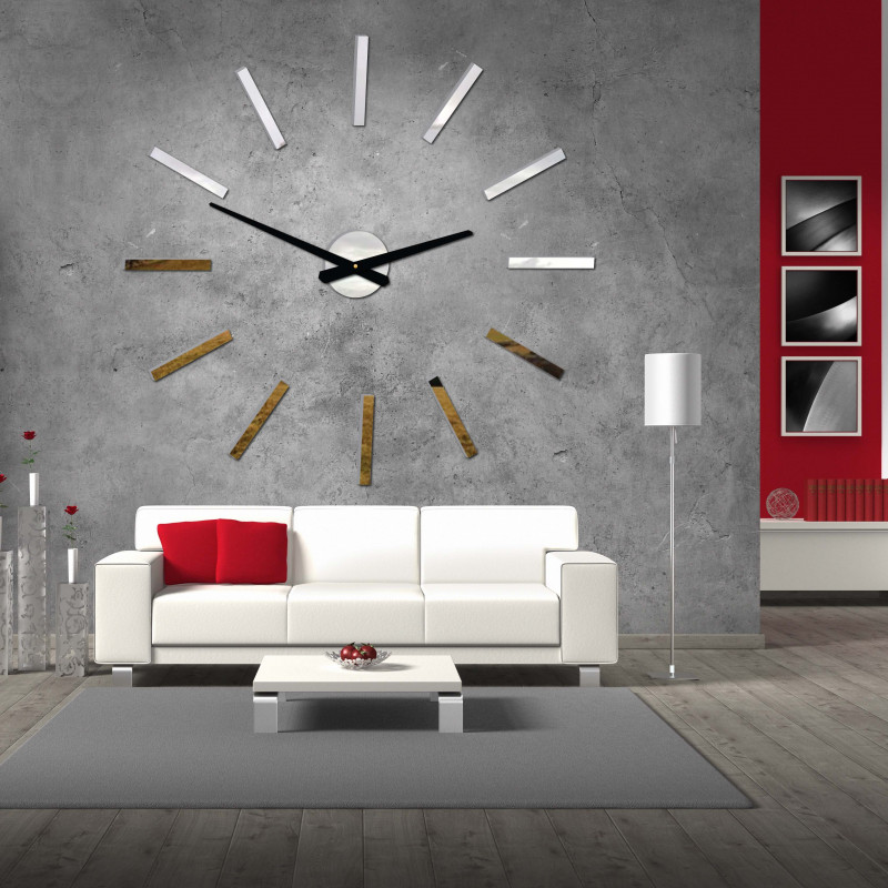Modern wall clock 2D plexiglass MIRROR