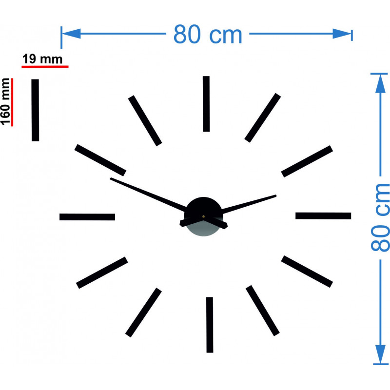 Modern wall clock 2D plexiglass MIRROR