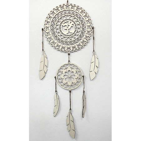 Spiritual dream catcher OM, wooden wall decoration, feathers made of poplar plywood, boho style. Spiritual dream catcher OM, wooden wall decoration, feathers made of poplar plywood, boho style.