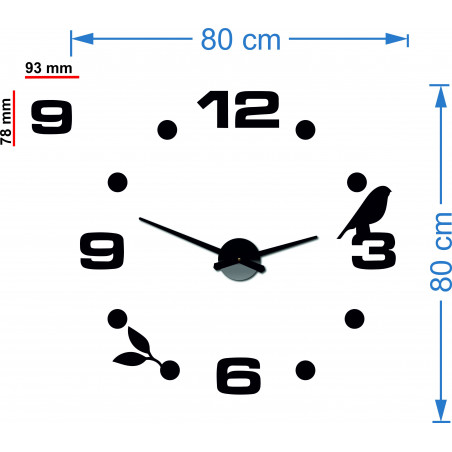 Mirror clock on the wall adhesive DIY PAJPA