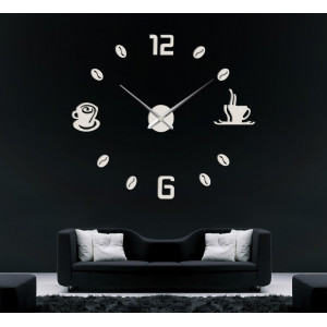 Large adhesive wall clock COFFE PLEXI 2