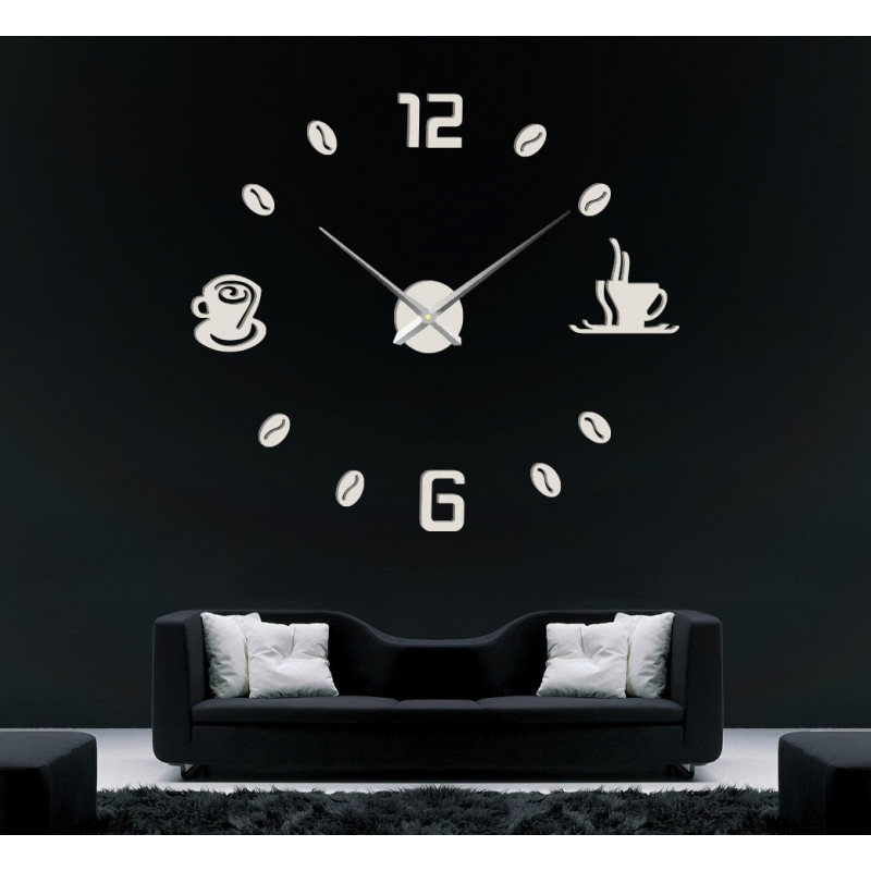 Large wall clock adhesive COFFE PLEXI