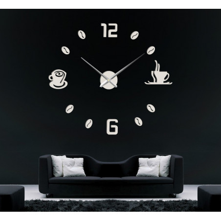 Large adhesive wall clock COFFE PLEXI Large adhesive wall clock COFFE PLEXI