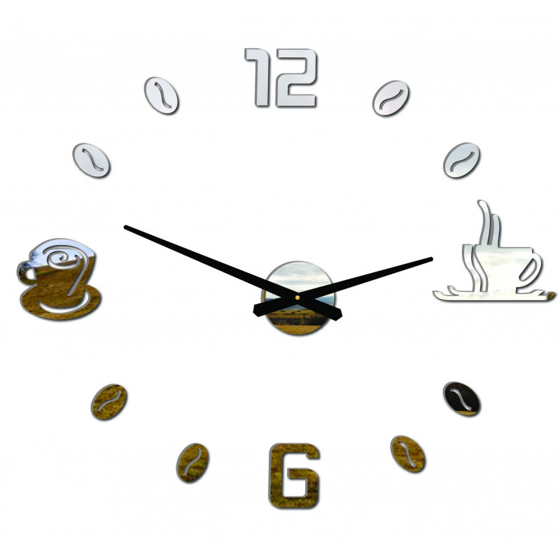 Large wall clock adhesive COFFE PLEXI