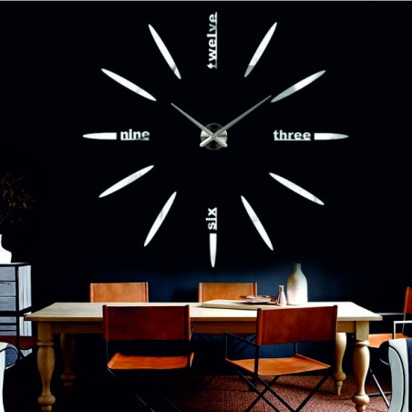 Large wall clock adhesive mirror 3D DIY SIX