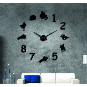 Large wall clock rodeo horses rider clock 3D DIY Cowboys 2