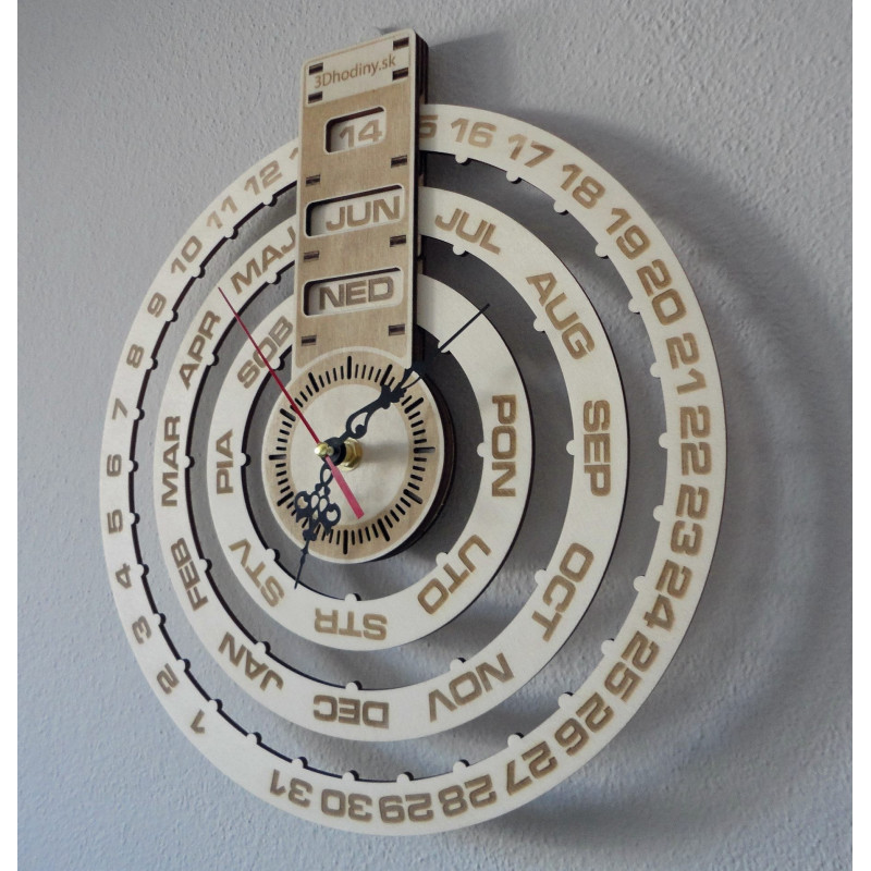 Wooden calendar wall clock calendar made of wood laser engraved CALENDAR
