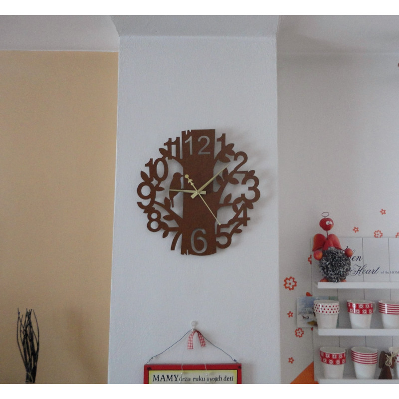 Wooden wall clock nature from HDF HORICA