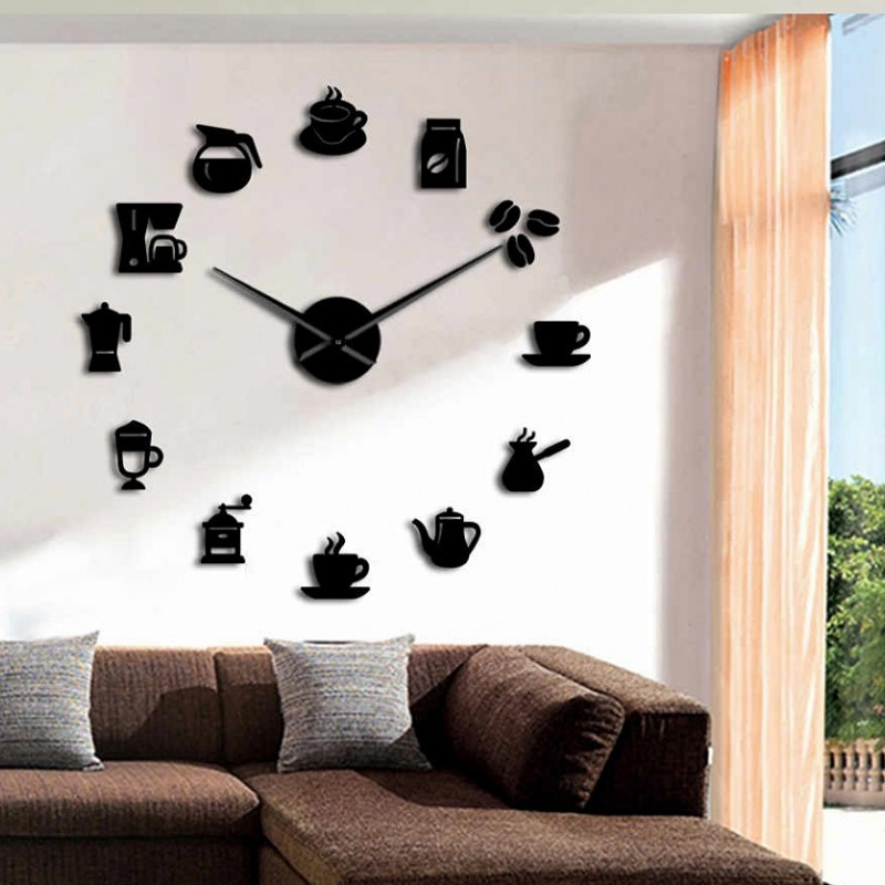 Wall Clock Mirror Binding Modern Clock Coffee Coffee ZRNO