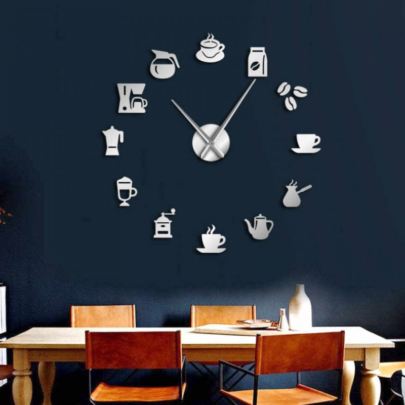 Wall Clock Mirror Binding Modern Clock Coffee Coffee ZRNO