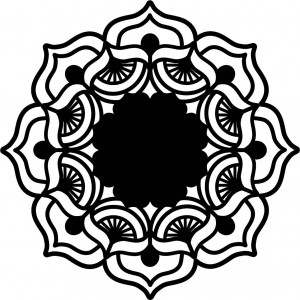 The rose of life rose round a wooden picture on a plywood wall MIREK 2