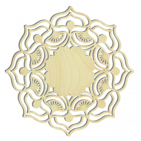 The rose of life rose round a wooden picture on a plywood wall MIREK