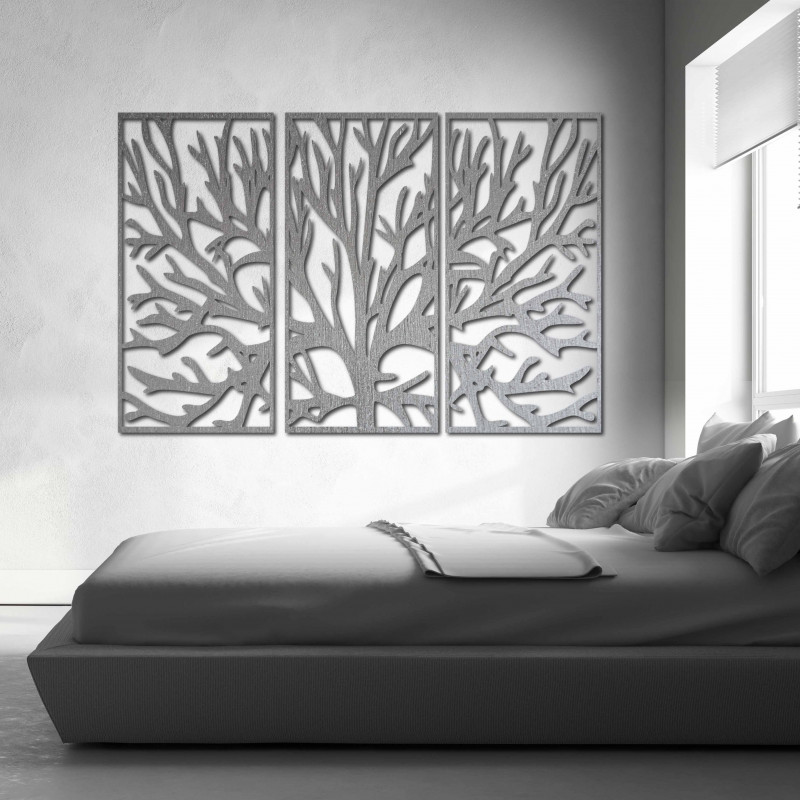 Wall painting of a wooden plywood tree branch in a frame / 3 pieces of frame / FERO