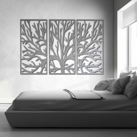 Wall painting of a wooden plywood tree branch in a frame / 3 pieces of frame / FERO