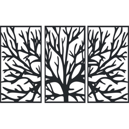 Wall painting of a wooden plywood tree branch in a frame / 3 pieces of frame / FERO