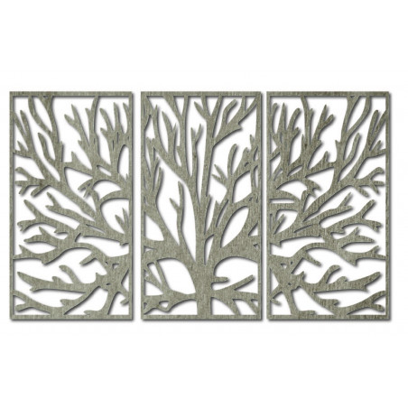 Wall painting of a wooden plywood tree branch in a frame / 3 pieces of frame / FERO