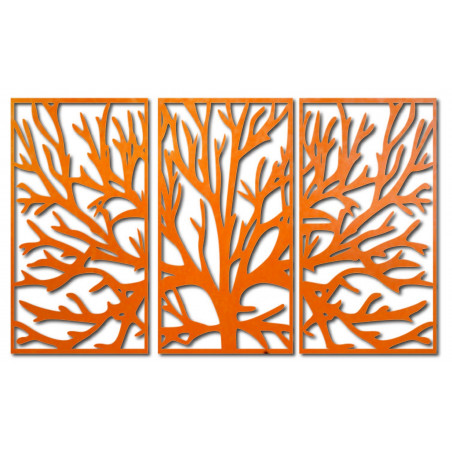 Wall painting of a wooden plywood tree branch in a frame / 3 pieces of frame / FERO
