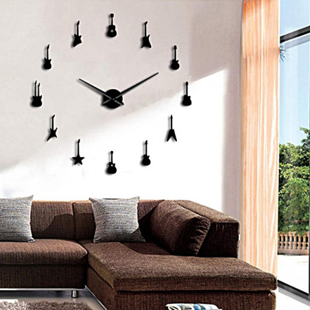 Wall Clock Guitar Modern Sticker Mirror Clock DIY GUITAR Wall Clock Guitar Modern Sticker Mirror Clock DIY GUITAR