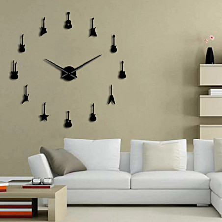Wall Clock Guitar Modern Sticker Mirror Clock DIY GUITAR Wall Clock Guitar Modern Sticker Mirror Clock DIY GUITAR
