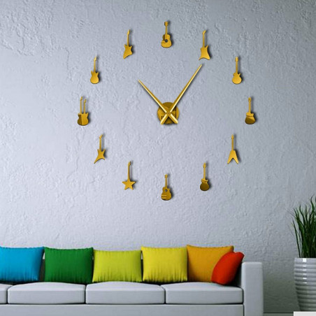 Wall Clock Guitar Modern Sticker Mirror Clock DIY GUITAR Wall Clock Guitar Modern Sticker Mirror Clock DIY GUITAR