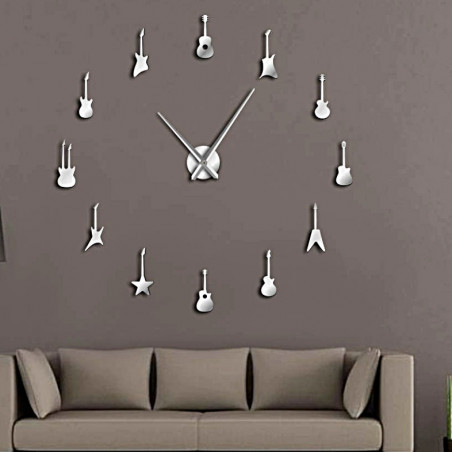 Wall Clock Guitar Modern Sticker Mirror Clock DIY GUITAR Wall Clock Guitar Modern Sticker Mirror Clock DIY GUITAR