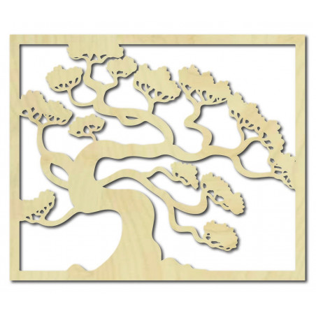 Wooden image on the wall of a bonsai tree wooden plywood DRAZSKA