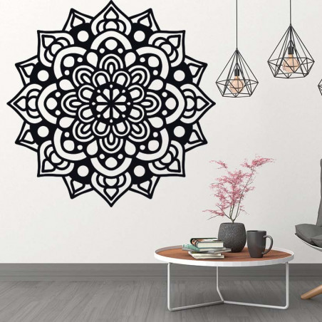 STYLES modern wall painting mandala made of wood plywood OFRODIL black
