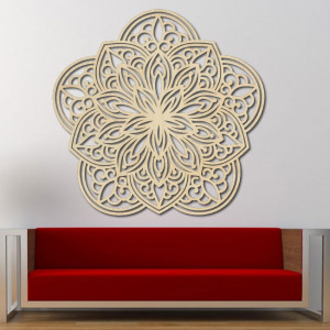 Flower Carved Mandala Wooden Plywood Wall Picture