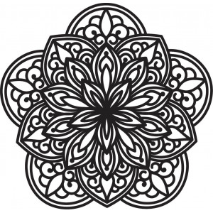 Flower Carved Mandala Wooden Plywood Wall Picture 2