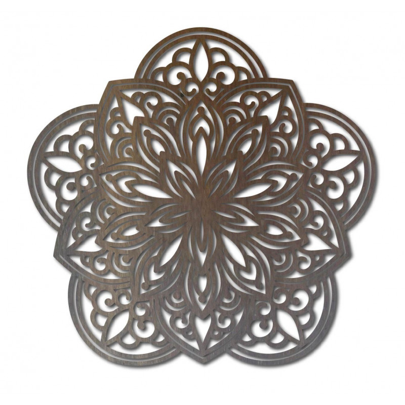 Flower Carved Mandala Plywood Wall Art