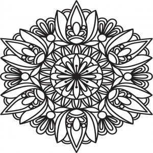 Carved mandala wooden painting on plywood wall rose 2