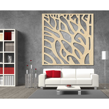 Carved picture on the wall of a wooden plywood a tree Carved picture on the wall of a wooden plywood a tree