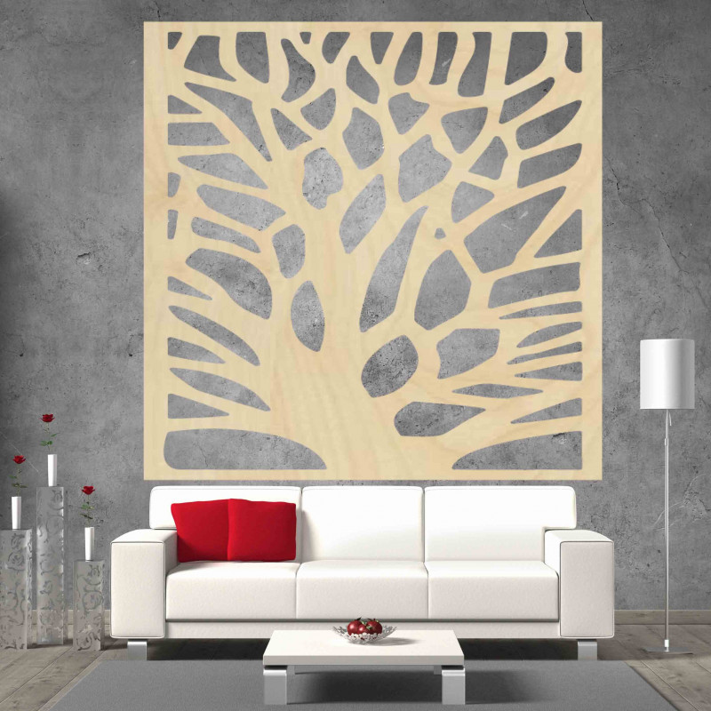 Carved wall painting made of wooden plywood WALNUT tree