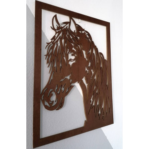 Carved wooden plywood horse head picture for wall