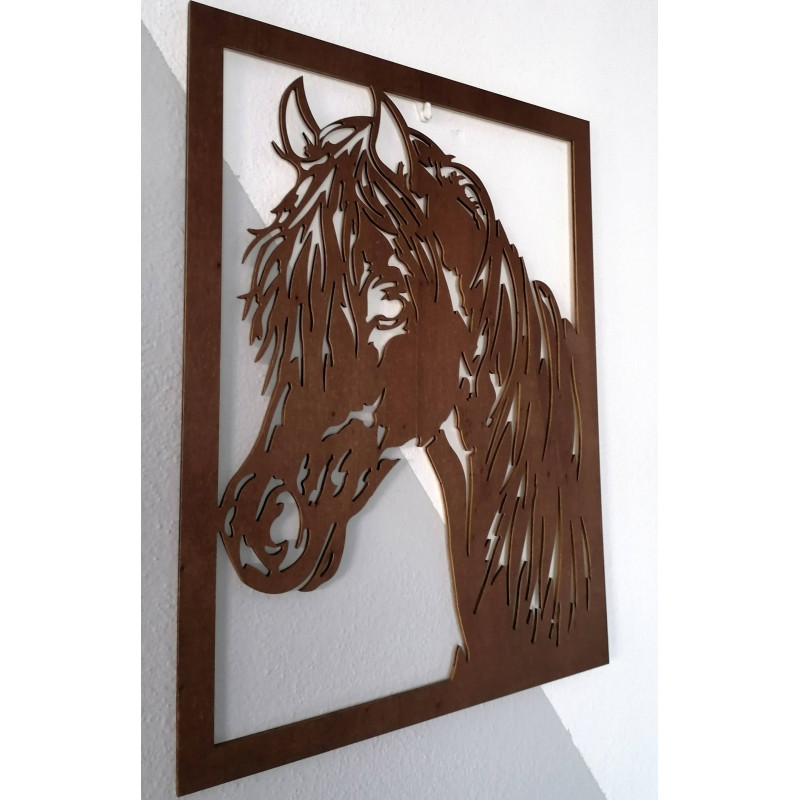 Carved wooden plywood horse head picture for wall