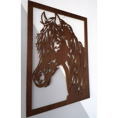 Carved wooden plywood horse head picture for wall