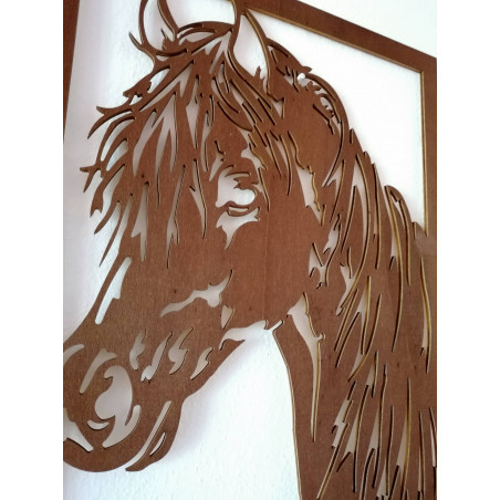 Carved wooden plywood wall painting horse head