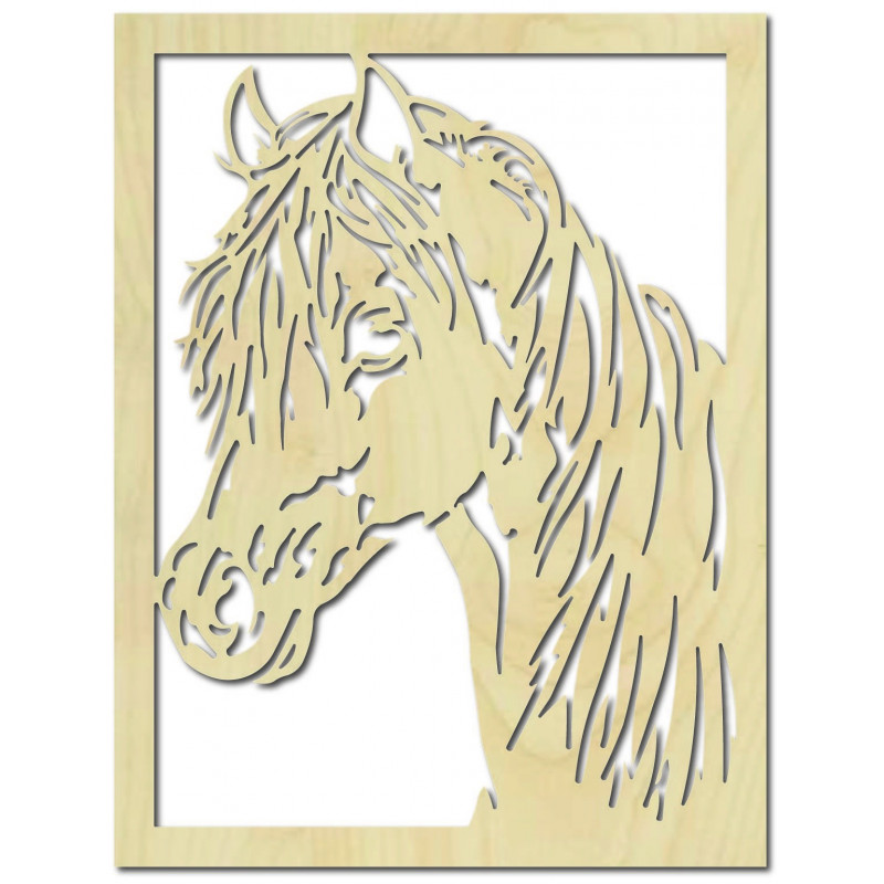 Carved wooden plywood horse head picture for wall