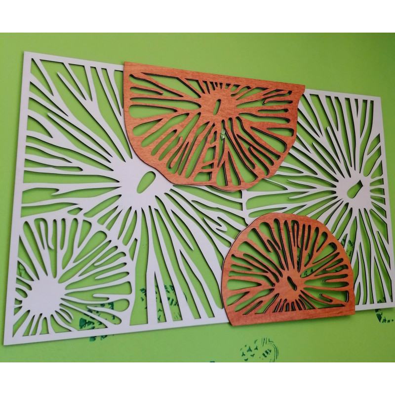 Elegant wooden wall decoration with floral...