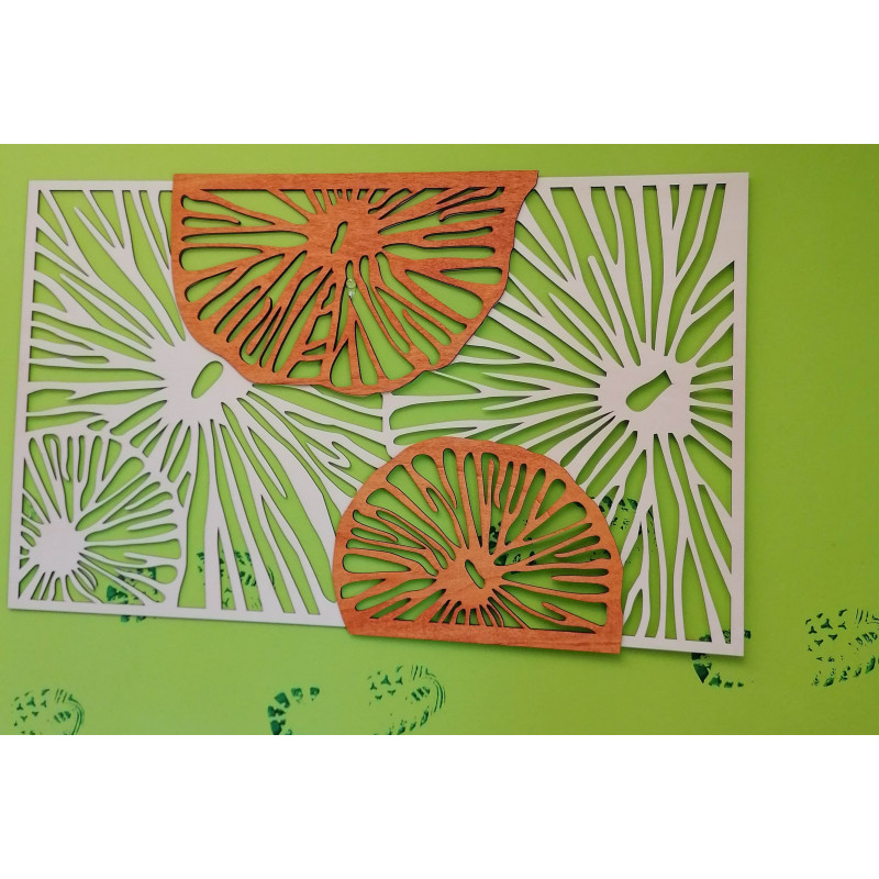 Elegant wooden wall decoration with floral...