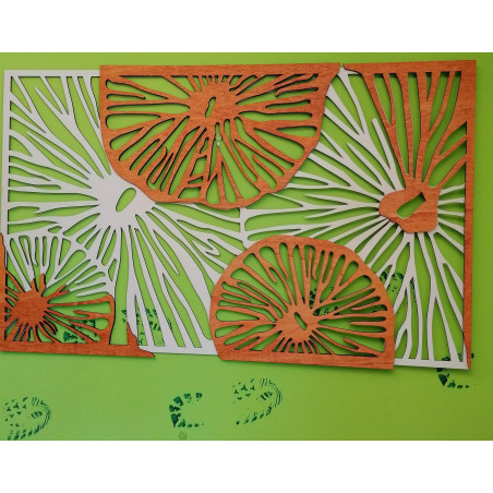 Carved image on the wall of wooden plywood orange 3D effect KODJAK