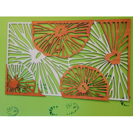 Carved image on the wall of wooden plywood orange 3D effect KODJAK