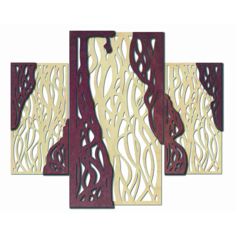 Wonderful picture on the wall of wooden plywood...