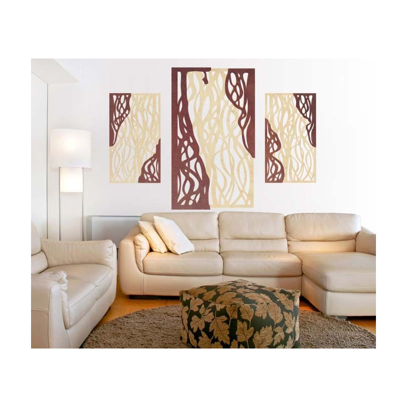 Wonderful picture on the wall of wooden plywood