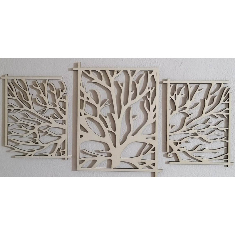 Eye-catching wooden wall painting tree - branches KERKERR