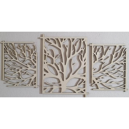 Eye-catching wooden wall painting tree - branches KERKERR
