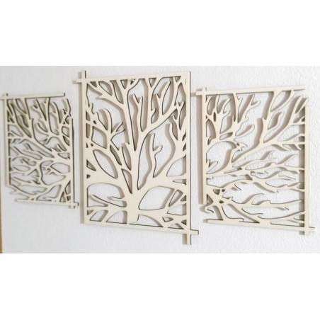 Eye-catching wooden wall painting tree - branches KERKERR